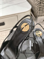 HIGH HEEL 7 CM SLINGBACK IN BLACK PATENT CALFSKIN