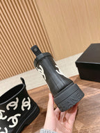 CC RAIN BOOTS BLACK TPU WITH WHITE LOGO