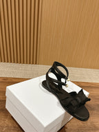 DIOR ADIORABLE SANDALS 25S IN BLACK FABRIC AND LAMBSKIN WITH PEARL DETAILING