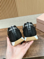 RUNNING SNEAKERS IN BLACK LAMBSKIN AND FABRIC ANTI-SLIP RUBBER SOLE