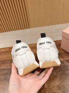 BALLET SHOES IN WHITE LAMBSKIN AND FABRIC ANTI-SLIP RUBBER SOLE