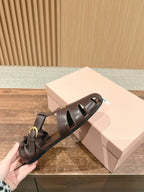 FISHERMAN BUCKLE SANDALS IN COCOA BROWN LAMBSKIN
