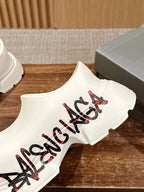 GRAFFITI THICK-SOLED CHEF SHOES IN WHITE RUBBER