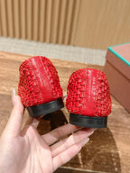 LP POINTED-TOE BALLET FLATS 25S IN RED LAMBSKIN