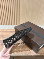 ALAIA MESH BALLET FLATS 25S IN BLACK LAMBSKIN