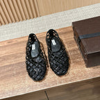 ALAIA MESH BALLET FLATS 25S IN BLACK LAMBSKIN