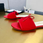 BOW SLIPPERS IN CANDY RED LAMBSKIN