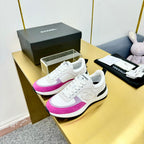 CLASSIC TRAINER IN GREY MIX BRIGHT PINK MERCERIZED VELVET