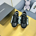 CC SNEAKER IN BLACK CALFSKIN AND SUEDE