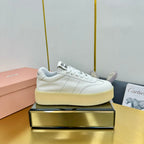 THICK-SOLED RETRO SNEAKERS IN WHITE SMOOTH LAMBSKIN