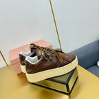 THICK-SOLED RETRO SNEAKERS IN BROWN SMOOTH LAMBSKIN