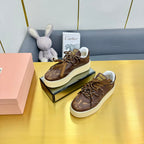 THICK-SOLED RETRO SNEAKERS IN BROWN SMOOTH LAMBSKIN