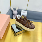 THICK-SOLED RETRO SNEAKERS IN BROWN SMOOTH LAMBSKIN