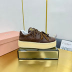 THICK-SOLED RETRO SNEAKERS IN BROWN SMOOTH LAMBSKIN