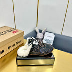 MIUxNB 530 SNEAKER MULES IN BLACK CALFSKIN SHEARLING
