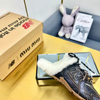 MIUxNB 530 SNEAKER MULES IN BLACK CALFSKIN SHEARLING