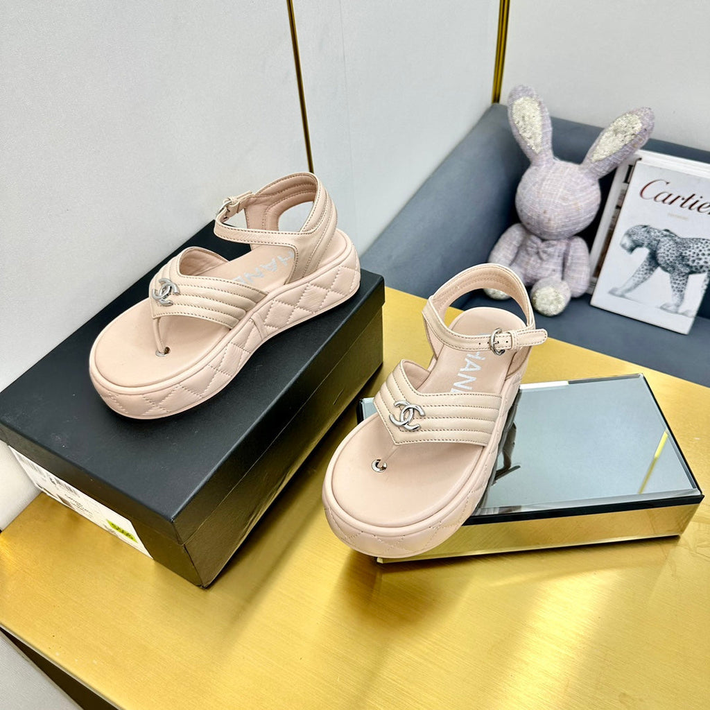 GROSGRAIN SANDAL IN NUDE BEIGE LAMBSKIN