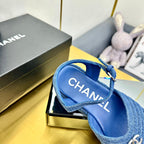 GROSGRAIN SANDAL IN COBALT BLUE FABRIC