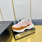 DAD SNEAKER IN LIGHT PINK LAMBSKIN AND GINGER ORANGE SUEDE