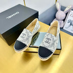 CC ESPADRILLES PLATFORM IN BLACK PATTERN FABRIC