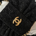CC 25K Mini Bow Bag 26cm Black Tweed