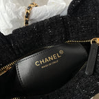 CC 25K Mini Bow Bag 26cm Black Tweed