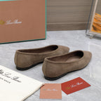 CLASSIC BALLET SHOES IN HEAVY BROWN SUEDUE
