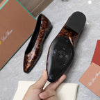 CLASSIC BALLET SHOES IN LEOPARD PRINT GLOSSY LEATHER