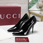 GG CLASSIC HIGH HEEL 105 IN BLACK LAMBSKIN