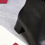 VALENTINO 25S VALET DU ROI ANKLE BOOTS 60 MM IN BLACK MIX DARK BROWN CALFSKIN WITH BOW