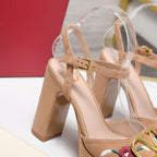 VALENTINO 25S GARAVANI VLOGO SIGNATURE HIGH-HEEL SANDALS 110 MM IN WARM BEIGE SUEDE