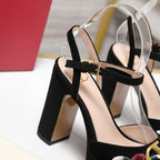 VALENTINO 25S GARAVANI VLOGO SIGNATURE HIGH-HEEL SANDALS 110 MM IN BLACK SUEDE