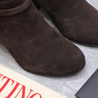 VALENTINO 25S GARAVANI VLOGO LOW BOOTS 80 MM IN DARK BROWN SUEDE