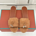FLAT SANDALS IN BROWN SUEDE AND LAMBSKIN