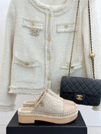 CC MULES 25SS 30 MM IN BEIGE LAMBSKIN MIX WOOL