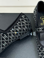 CC FLAT MARY JANE 25SS IN BLACK EMBELLISHED WITH RHINESTONES