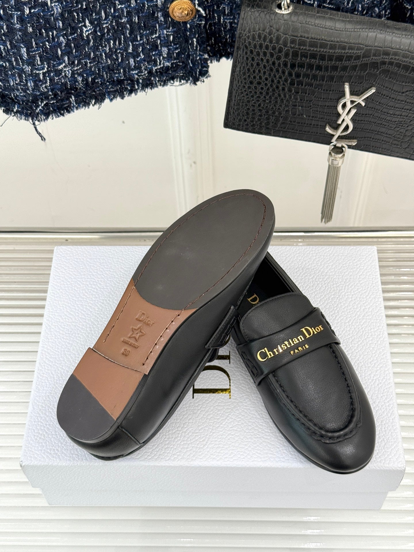 DIOR LOAFER 25S IN BLACK LAMBSKIN