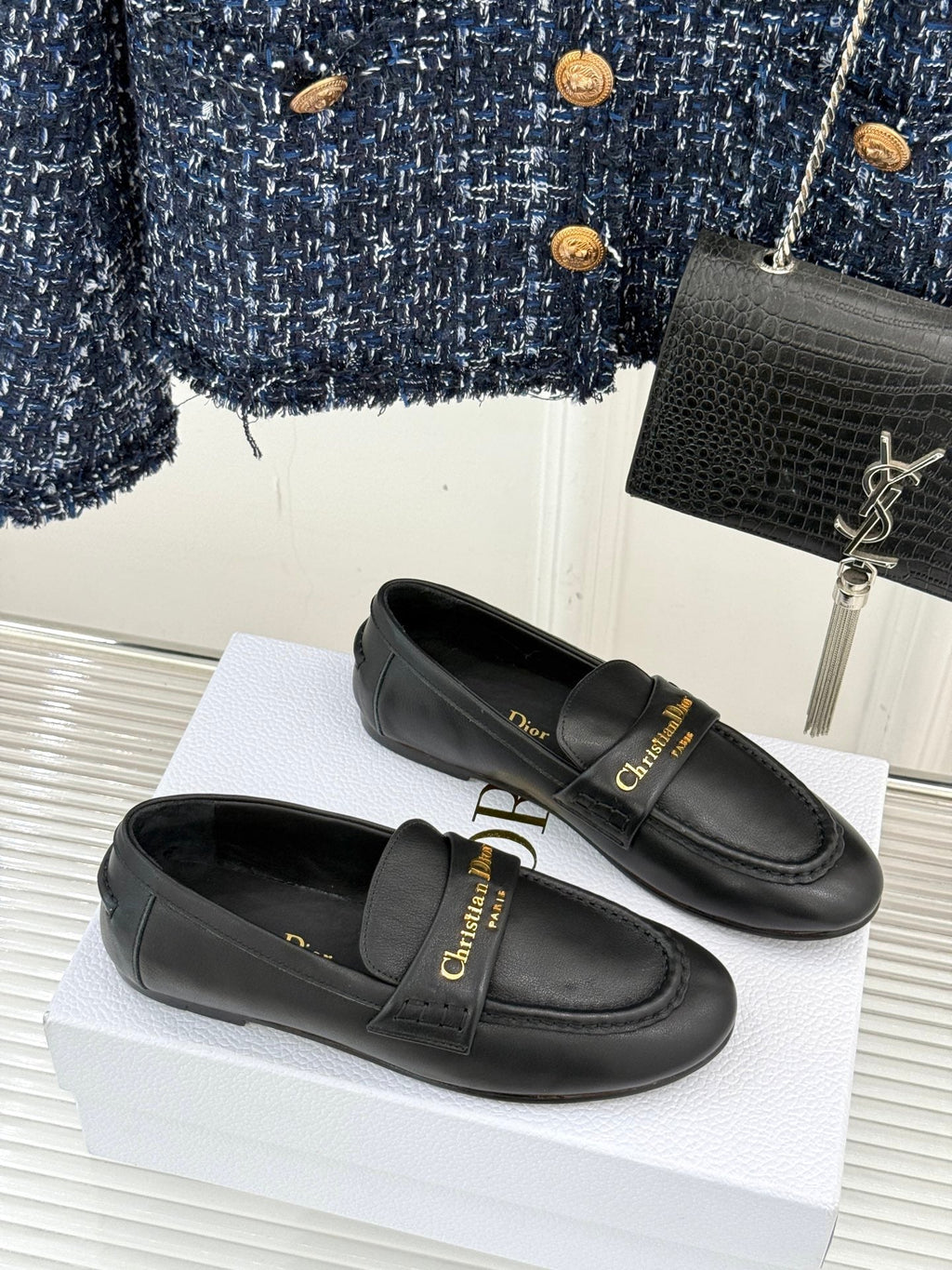 DIOR LOAFER 25S IN BLACK LAMBSKIN