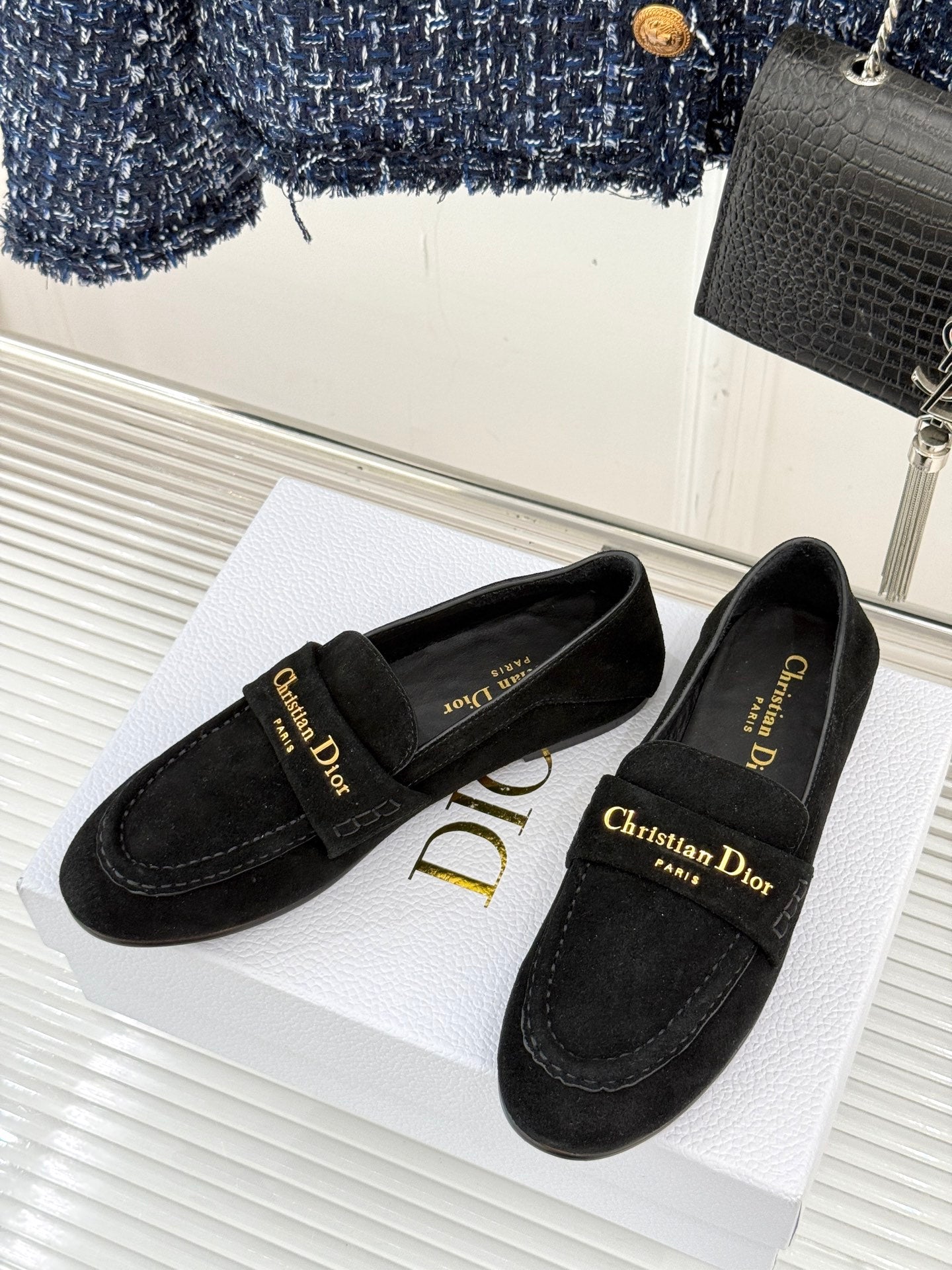 DIOR LOAFER 25S IN BLACK SUEDE