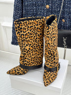 BALMAIN 25S ANTHEM BOOTS IN LEOPARD PRINT CALFSKIN