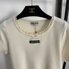 MIUMIU SHORT-SLEEVE KNIT TOP STYLE 381