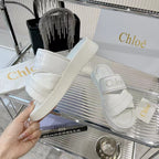 MILA FLAT SLIDES 5 CM IN WHITE CALFSKIN AND RE-NYLON