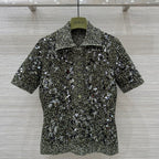 Gucci Knitted Polo Short-sleeved Top Green Wool