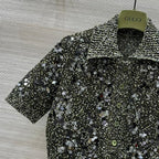 Gucci Knitted Polo Short-sleeved Top Green Wool