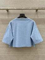 Loewe 25 Cropped Anagram T-Shirt Blue Cotton
