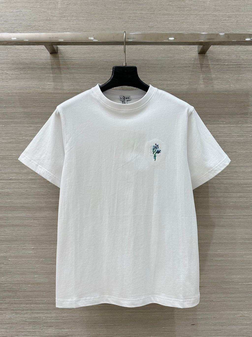 Loewe Floral Embroidered Short-sleeved T-shirt White Cotton