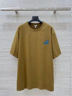 Loewe 25 Floral Embroidered Short-sleeved T-shirt Olive Brown Cotton