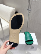 LOEWE 25 FLAT SLIPPERS VIBRANT GREEN CALFSKIN