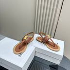 LYMPIA TRIOMPHE THONG IN CALFSKIN TAN
