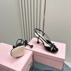 High Heels With Bows Black Sheepskin